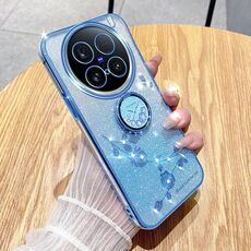 Per vivo X100 Ultra Gradient Glitter Immortal Flower Ring Custodia per telefono all-inclusive (Bule)