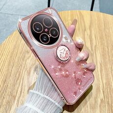 Per vivo X100 Ultra Gradient Glitter Immortal Flower Ring Custodia per telefono all-inclusive (rosa)