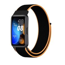 Per cinturino Huawei Watch 9/9 NFC cinturino in nylon con gancio e chiusura ad anello (nero arancione)