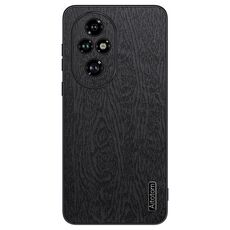 Per Honor 200 Pro Custodia per telefono antiurto in pelle corteccia di albero (nera)