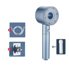 Soffione doccia portatile ad alta pressione con 5 modalità di spruzzo Soffione filtrato, specifiche: kit argento