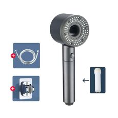 Soffione doccia portatile ad alta pressione con 5 modalità di spruzzo Soffione filtrato, specifiche: kit grigio