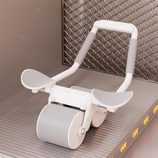 Rullo addominale a rimbalzo automatico con supporto per gomito e supporto per telefono cellulare modello standard bianco