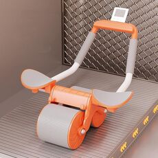 Rullo addominale a rimbalzo automatico con supporto per il gomito e staffa per telefono cellulare, modello arancione