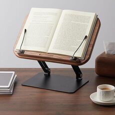 Supporto da lettura per libri in noce Supporto da tavolo regolabile in altezza per laptop, ricette, libri di testo