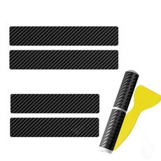 4 pezzi/set pellicola protettiva anti-sporco e antigraffio in PVC per davanzale della portiera dell'auto (fibra di carbonio nera)