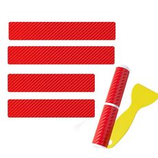 4 pezzi/set pellicola protettiva anti-sporco e antigraffio in PVC per davanzale della portiera dell'auto (fibra di carbonio rosso)