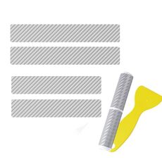 4 pezzi/set pellicola protettiva anti-sporco e antigraffio in PVC per davanzale della portiera dell'auto (fibra di carbonio grigia)