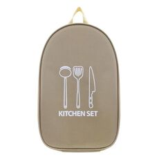 Utensili da cucina da campeggio all'aperto Borsa portaoggetti portatile Forniture per posate da picnic(Kaki)