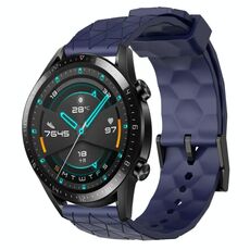 Per Huawei GT2 46mm 22mm Cinturino per orologio in silicone tinta unita con motivo a calcio (blu navy)