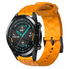 Per Huawei GT2 46mm 22mm Cinturino in silicone a tinta unita con motivo calcio (giallo)