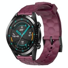 Per Huawei GT2 46mm 22mm Cinturino per orologio in silicone tinta unita con motivo a calcio (rosso vino)