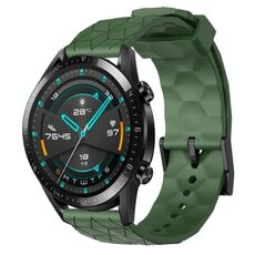 Per Huawei GT2 46mm 22mm Cinturino per orologio in silicone tinta unita con motivo a calcio (verde militare)