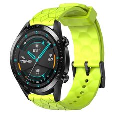 Per Huawei GT2 46mm 22mm Cinturino per orologio in silicone tinta unita con motivo a calcio (verde lime)