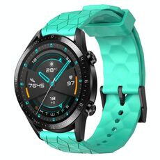 Per Huawei GT2 46mm 22mm Cinturino per orologio in silicone tinta unita con motivo a calcio (verde acqua)