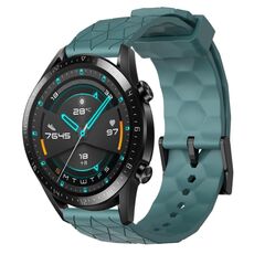 Per Huawei GT2 46mm 22mm Cinturino in silicone a tinta unita con motivo calcio (Rock Cyan)