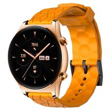 For Honor Watch GS 3 22mm Cinturino in silicone a tinta unita con motivo calcio (giallo)