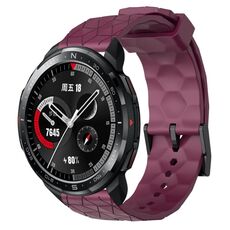 For Honor Watch GS Pro 22mm Cinturino in silicone a tinta unita con motivo calcio (rosso vino)
