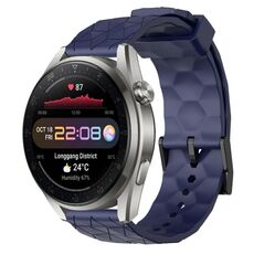 Per Huawei Watch 3 Pro Nuovo cinturino in silicone tinta unita da 22 mm con motivo a calcio (blu navy)