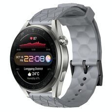Per Huawei Watch 3 Pro Nuovo cinturino in silicone tinta unita da 22 mm con motivo a calcio (grigio)