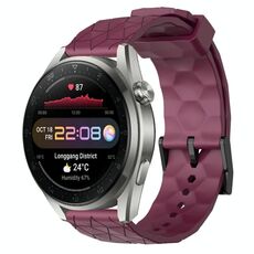 Per Huawei Watch 3 Pro Nuovo cinturino in silicone a tinta unita con motivo calcio da 22 mm (rosso vino)