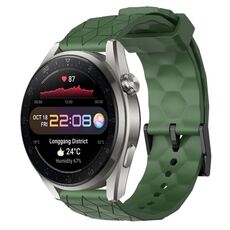 Per Huawei Watch 3 Pro Nuovo cinturino in silicone tinta unita da 22 mm con motivo a calcio (verde militare)