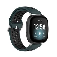 Per cinturino in silicone traspirante traforato bicolore Fitbit Versa 3 (verde oliva + nero)