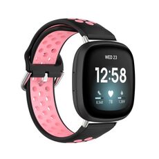 Per cinturino in silicone traspirante traforato bicolore Fitbit Versa 3 (nero + rosa)