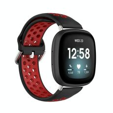 Per cinturino in silicone traspirante traforato bicolore Fitbit Versa 3 (nero + rosso)