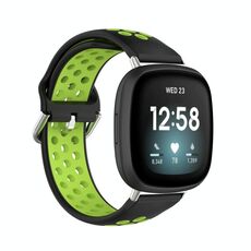 Per cinturino in silicone traspirante traforato bicolore Fitbit Versa 3 (nero + lime)