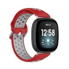 Per cinturino in silicone traspirante traforato bicolore Fitbit Versa 3 (rosso + grigio)