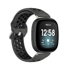 Per cinturino in silicone traspirante traforato bicolore Fitbit Versa 3 (nero + nero)