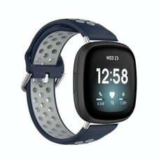 Per cinturino in silicone traspirante traforato bicolore Fitbit Versa 3 (blu scuro + grigio)
