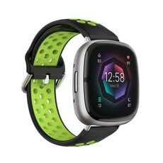 Per cinturino in silicone traspirante traforato bicolore Fitbit Sense 2 (nero + lime)