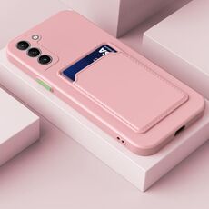 Per Samsung Galaxy S23 5G Skin Feel Card TPU Custodia per telefono con bottoni a contrasto di colore (rosa)