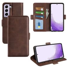 Per Samsung Galaxy S23 5G Custodia per telefono in pelle con fibbia magnetica a doppio lato (marrone)