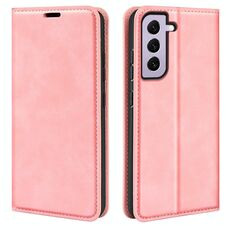 Per Samsung Galaxy S23 5G Custodia in pelle con ventosa magnetica retro-pelle (rosa)