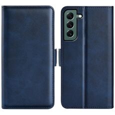 Per Samsung Galaxy S23 + 5G Custodia per telefono in pelle con fibbia magnetica a doppio lato (blu scuro)