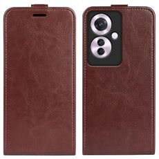 Per OPPO Reno11 F 5G R64 Custodia per telefono in pelle con vibrazione verticale singola (marrone)