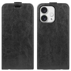 Custodia per telefono in pelle con vibrazione verticale singola per iPhone 16 Pro Max R64 (nera)