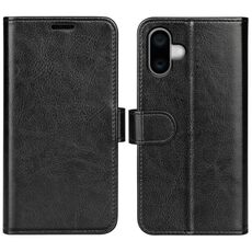 Per iPhone 16 Plus Custodia per cellulare in pelle con vibrazione orizzontale R64 (nera)