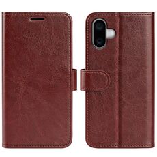 Per iPhone 16 Plus Custodia per telefono in pelle con vibrazione orizzontale R64 (marrone)