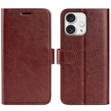 Per iPhone 16 Pro Max R64 Custodia per cellulare in pelle con vibrazione orizzontale (marrone)