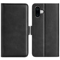 Per iPhone 16 Plus Custodia per cellulare in pelle con chiusura orizzontale con fibbia magnetica bifacciale (nera)