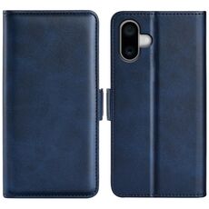 Per iPhone 16 Plus Custodia per telefono in pelle con chiusura orizzontale con fibbia magnetica su entrambi i lati (blu scuro)