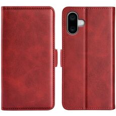 Per iPhone 16 Plus Custodia per telefono in pelle con chiusura orizzontale con fibbia magnetica su entrambi i lati (rossa)