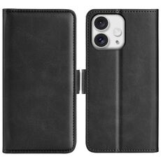 Per iPhone 16 Pro Custodia per telefono in pelle con chiusura orizzontale con fibbia magnetica bifacciale (nera)