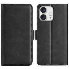 Per iPhone 16 Pro Max Custodia per telefono in pelle con chiusura orizzontale con fibbia magnetica bifacciale (nera)