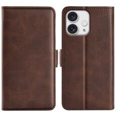 Custodia per telefono in pelle con vibrazione orizzontale su entrambi i lati per iPhone 16 Pro Max (marrone)