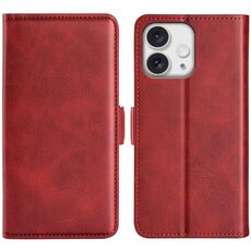 Per iPhone 16 Pro Max Custodia per telefono in pelle con chiusura orizzontale con fibbia magnetica su entrambi i lati (Rosso)